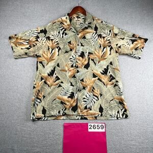 Island Connection Shirt Large Colorful Tropical Print Button Up Short Sleeve Men